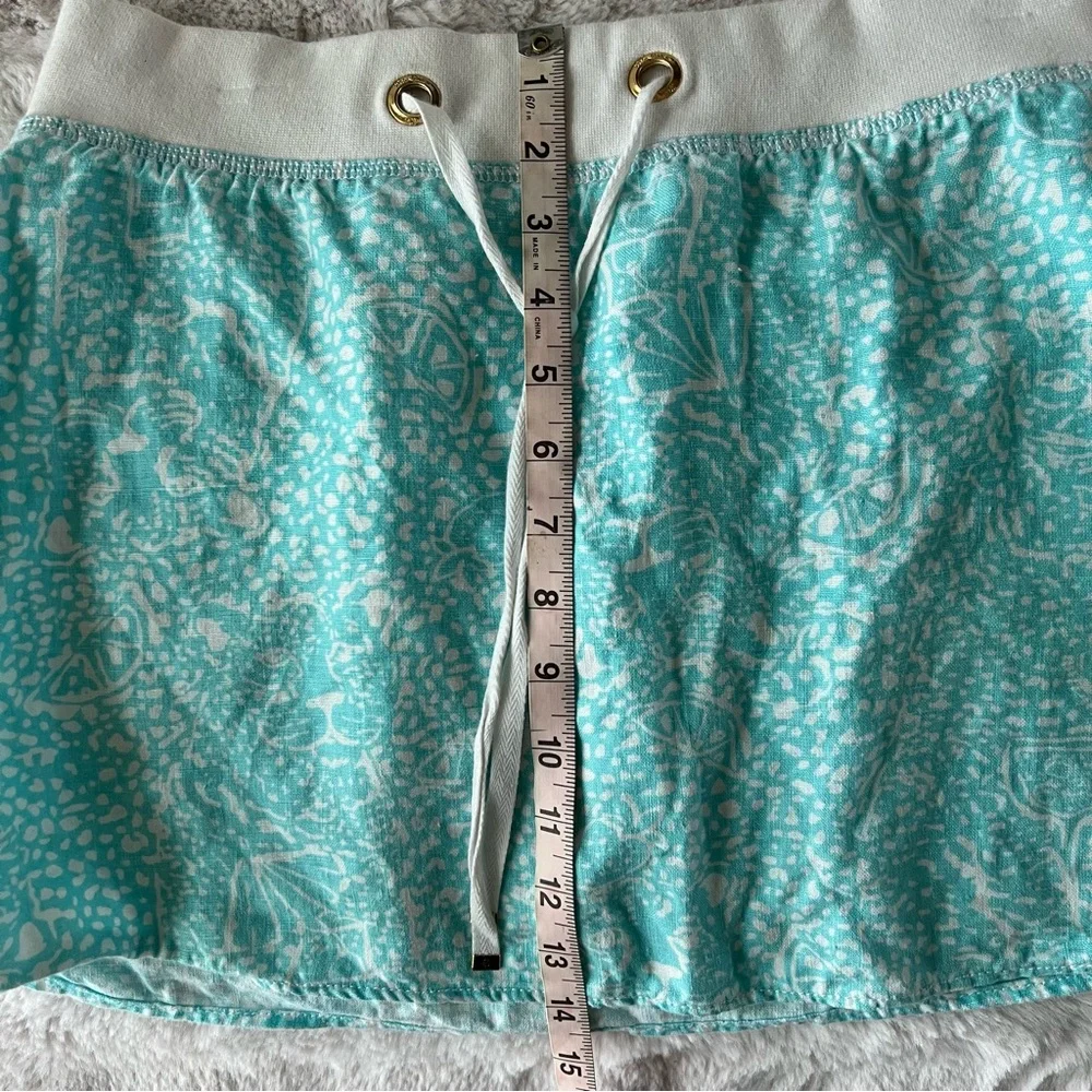 Lilly Pulitzer 100% Linen Hayden Pull-on Skirt Shorely Blue - Picture 8 of 9